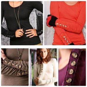 Free people rare thermal like button cuff henley